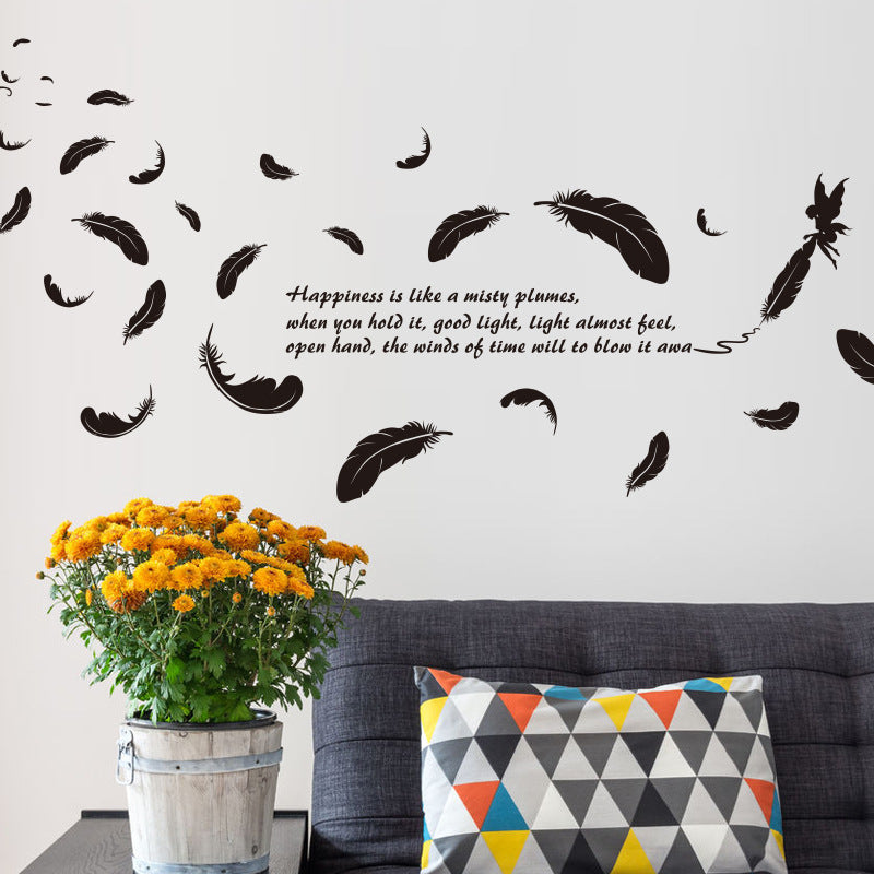 Wall Stickers Wallpaper - Wholesale Feather Angel Three Generations Removable Bedroom Living Room Decoration Wall Stickers
