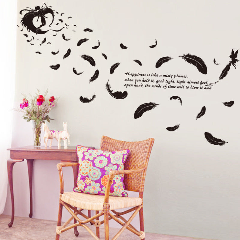 Wall Stickers Wallpaper - Wholesale Feather Angel Three Generations Removable Bedroom Living Room Decoration Wall Stickers