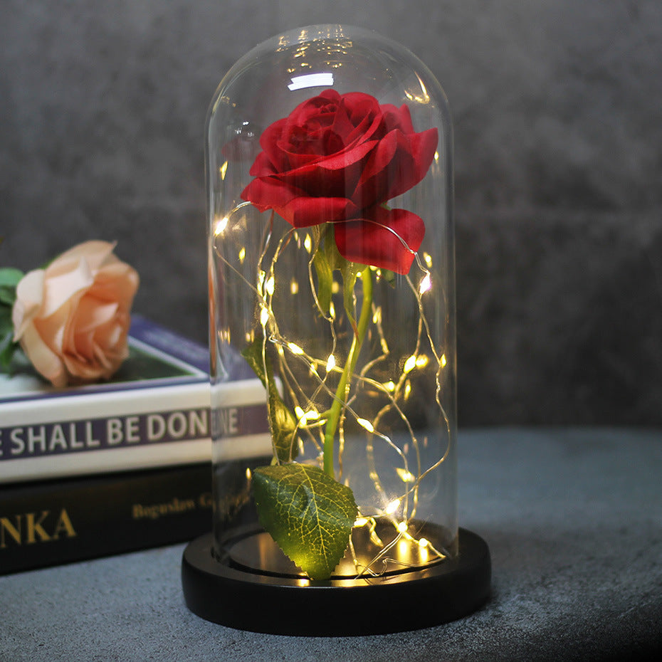 Glass Cover Luminous Led Ornament - Mothers Day Wedding Favors Bridesmaid Gift Immortal Simulation Rose