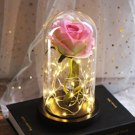 Glass Cover Luminous Led Ornament - Mothers Day Wedding Favors Bridesmaid Gift Immortal Simulation Rose