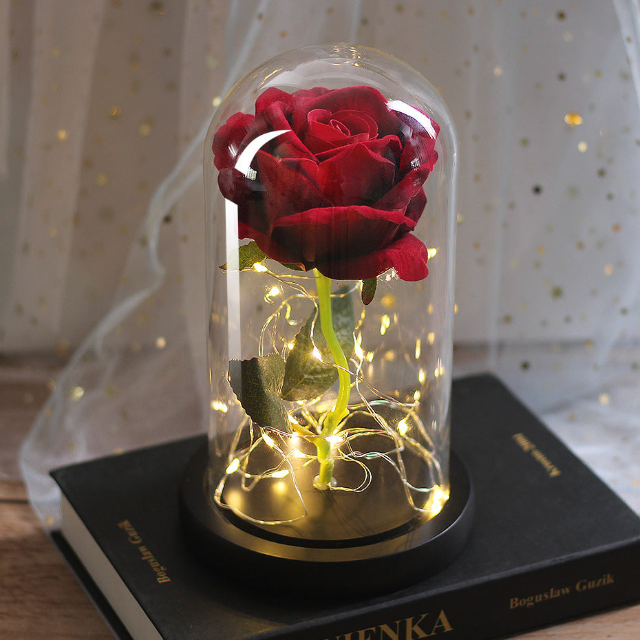 Glass Cover Luminous Led Ornament - Mothers Day Wedding Favors Bridesmaid Gift Immortal Simulation Rose