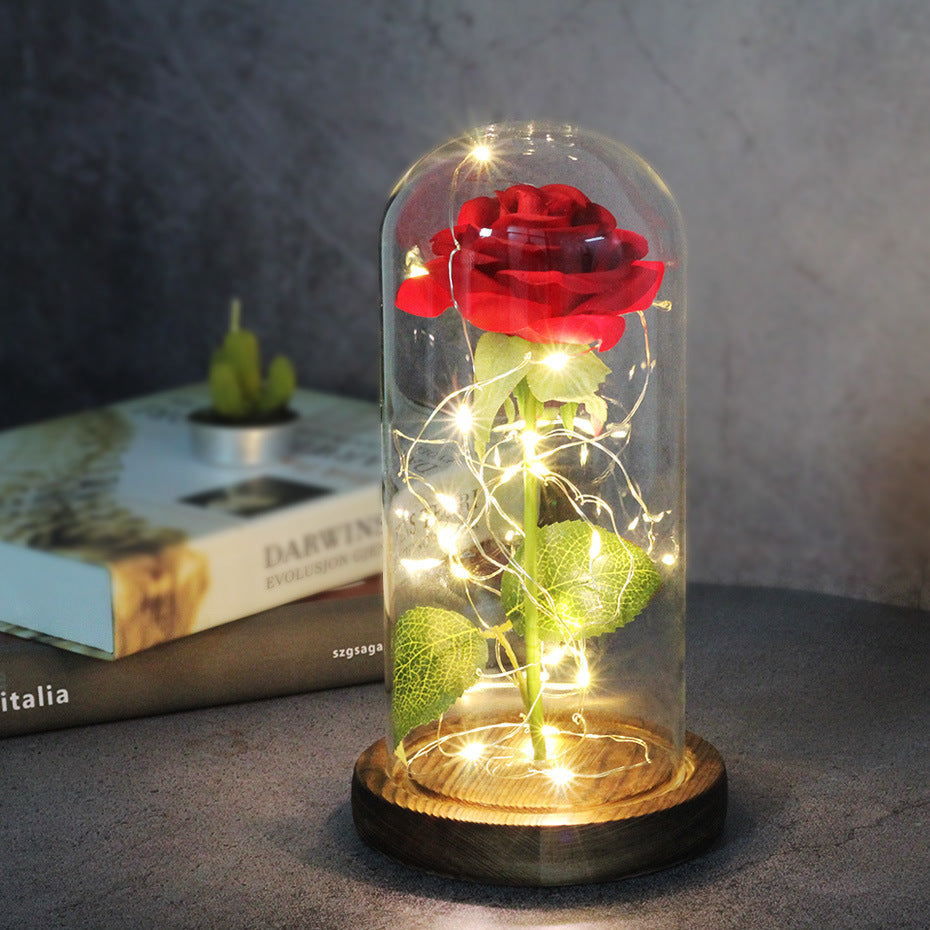 Glass Cover Luminous Led Ornament - Mothers Day Wedding Favors Bridesmaid Gift Immortal Simulation Rose