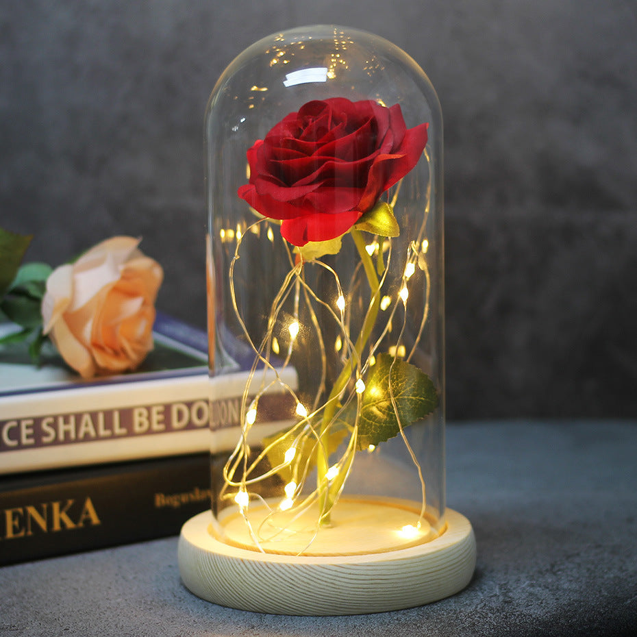 Glass Cover Luminous Led Ornament - Mothers Day Wedding Favors Bridesmaid Gift Immortal Simulation Rose