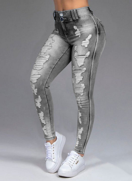 Ladies' Jeans - Ripped Holes Stretch Jeans for Women