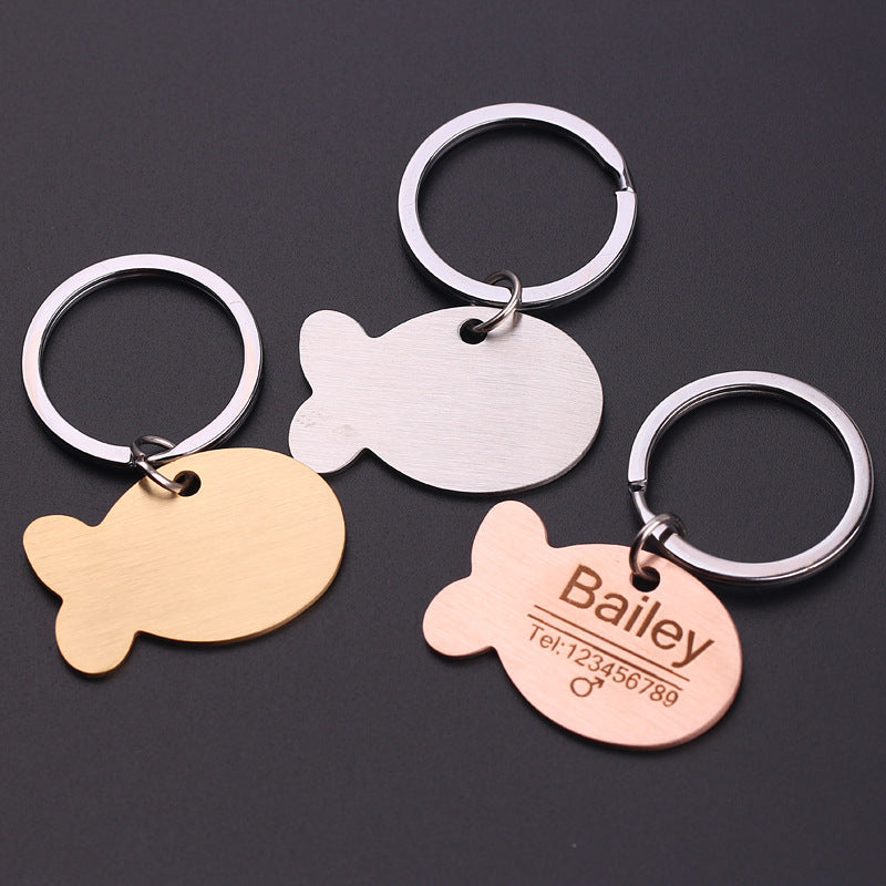 Personalized Cat Dog Pet ID Tag Keychain - Engraved Pet ID Name for Cat Puppy Dog Collar Tag Pendant Keyring Bone Pet Accessories