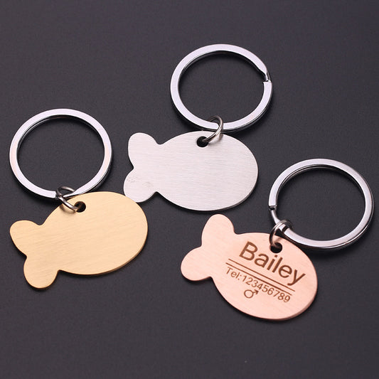 Personalized Cat Dog Pet ID Tag Keychain - Engraved Pet ID Name for Cat Puppy Dog Collar Tag Pendant Keyring Bone Pet Accessories