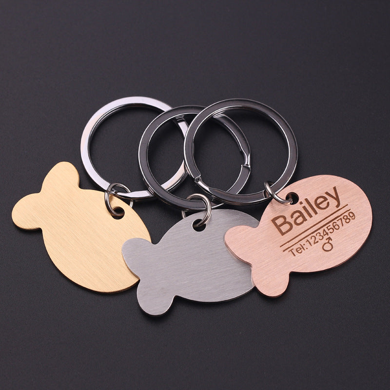 Personalized Cat Dog Pet ID Tag Keychain - Engraved Pet ID Name for Cat Puppy Dog Collar Tag Pendant Keyring Bone Pet Accessories