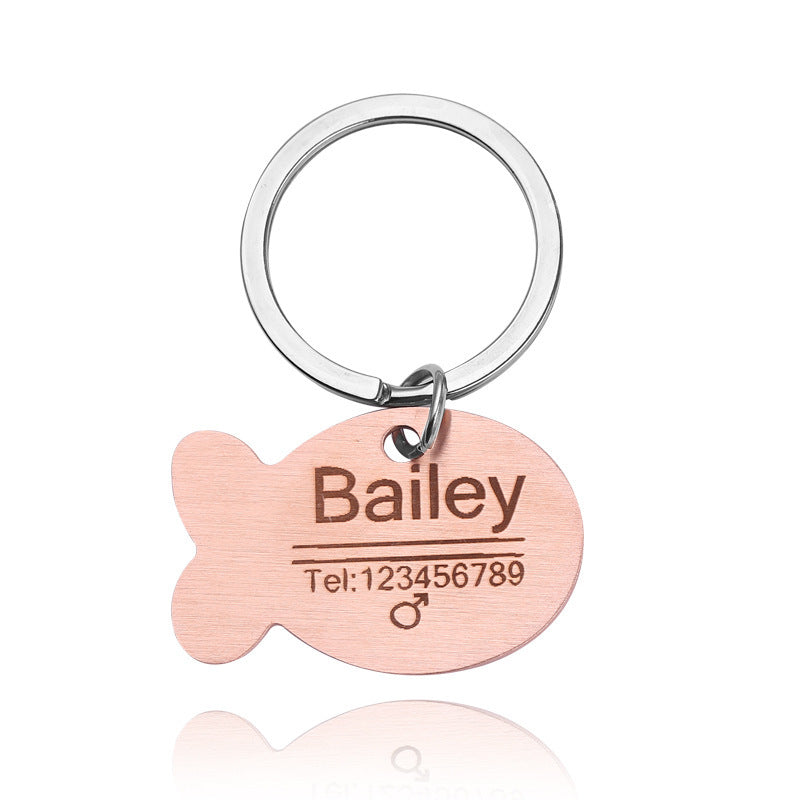 Personalized Cat Dog Pet ID Tag Keychain - Engraved Pet ID Name for Cat Puppy Dog Collar Tag Pendant Keyring Bone Pet Accessories