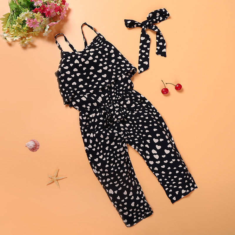 Trendy Cool Girls Love Suspender Jumpsuit Suit One Drop