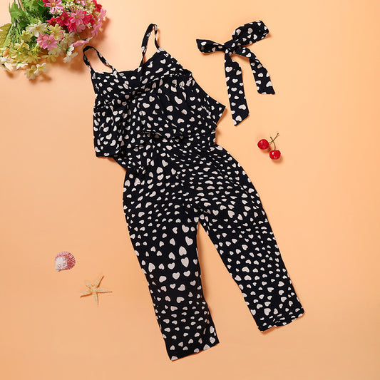 Trendy Cool Girls Love Suspender Jumpsuit Suit One Drop