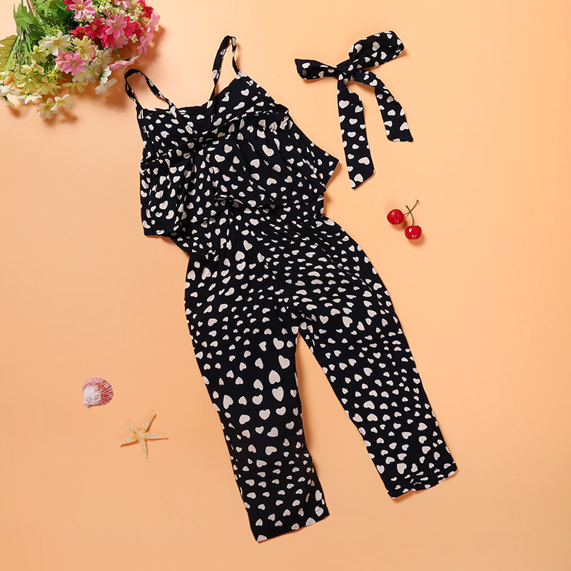 Trendy Cool Girls Love Suspender Jumpsuit Suit One Drop