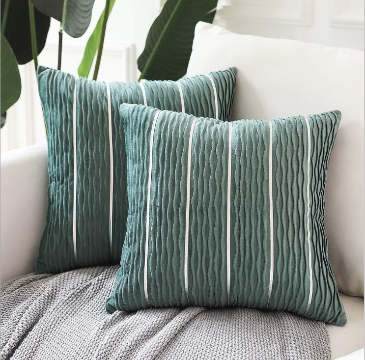 Luxury Striped Velvet Throw Pillow Cushion Cover - Pillow Case Covers for Sofa Flannel Velvet Sofa Cushion Cover
