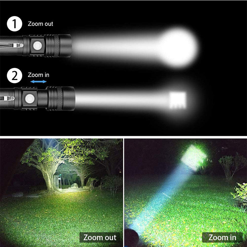 Strong Zoom Flashlight - Battery Display USB Rechargeable Outdoor Lighting Strong Light Flashlight