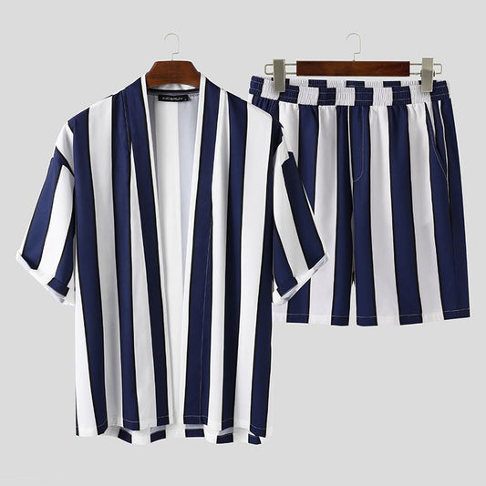 Summer Short for Men - Striped Beach Pajamas Suit
