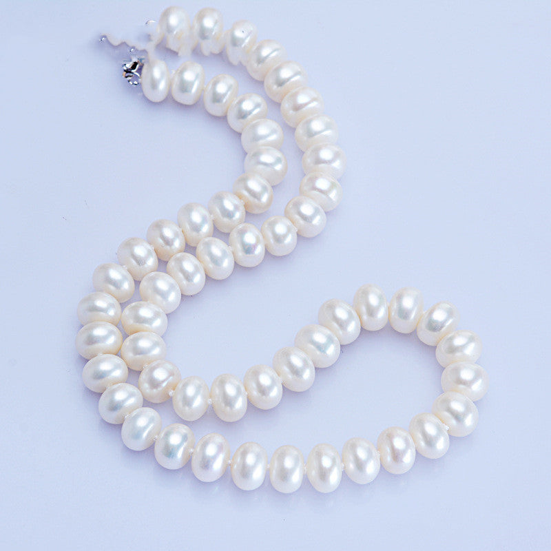 Freshwater Pearl Necklace 10-11mm Steamed Bread Round Strong Light Ball Button Necklace Jewelry Factory Wholesale