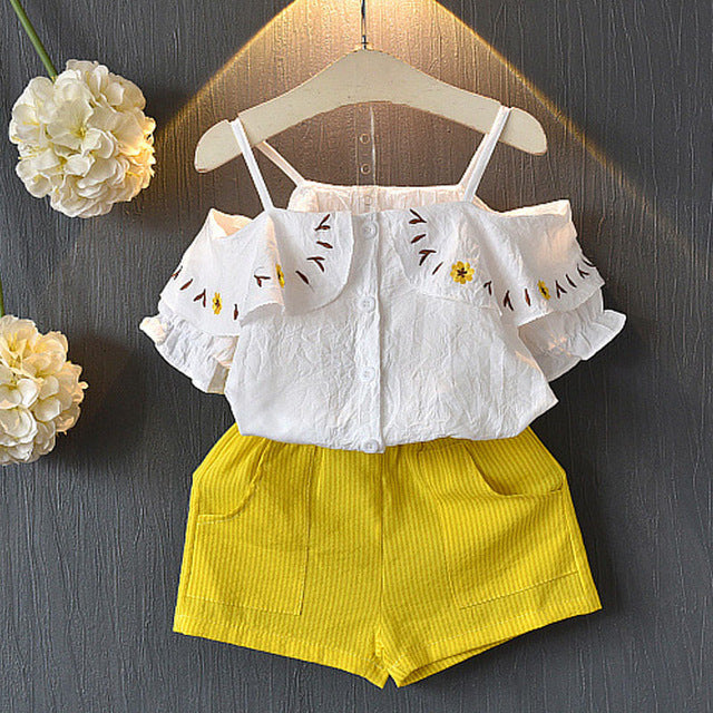 Comfy Girls Playsuit - Clothes For Baby Girl Kids T-Shirt Shorts Suit