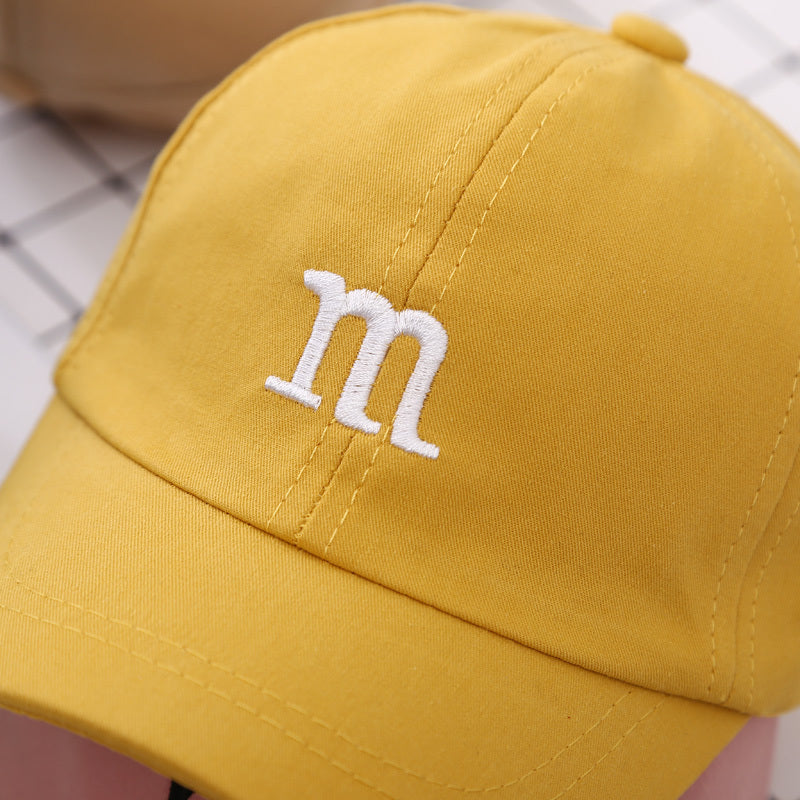 Baseball Cap Letter M Embroidered - Children's Cotton Spring and Autumn Hat Cap