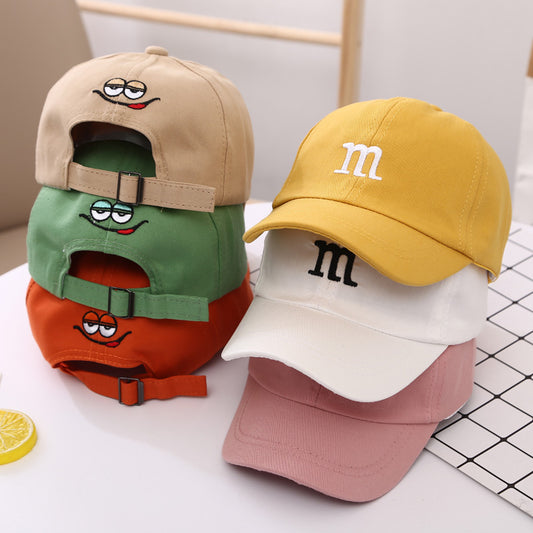 Baseball Cap Letter M Embroidered - Children's Cotton Spring and Autumn Hat Cap