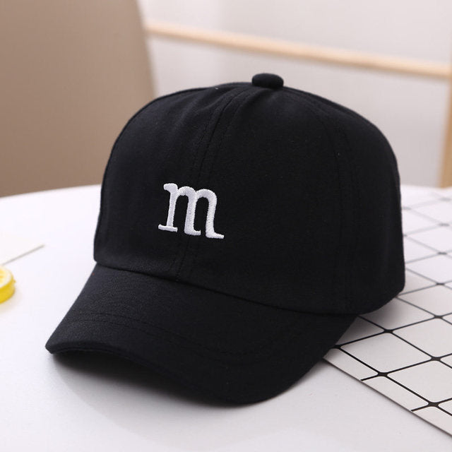 Baseball Cap Letter M Embroidered - Children's Cotton Spring and Autumn Hat Cap
