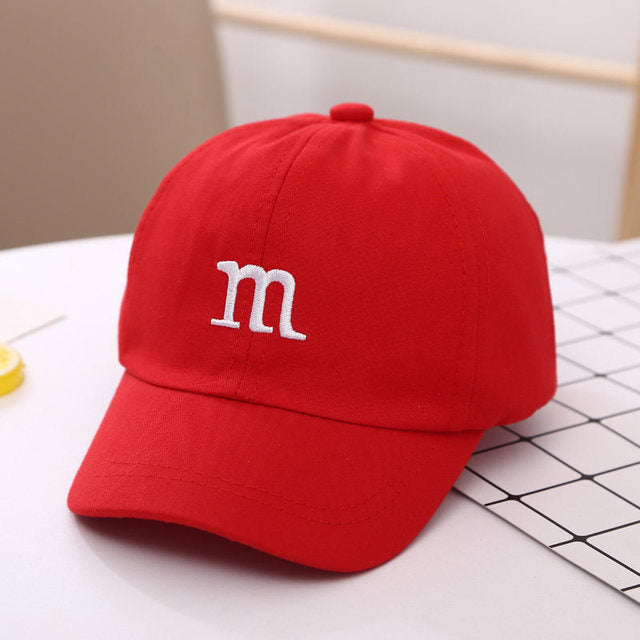 Baseball Cap Letter M Embroidered - Children's Cotton Spring and Autumn Hat Cap