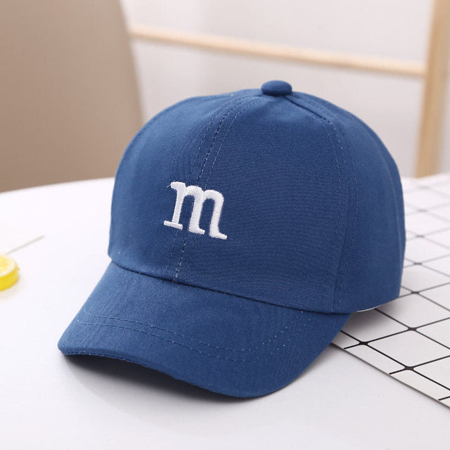 Baseball Cap Letter M Embroidered - Children's Cotton Spring and Autumn Hat Cap