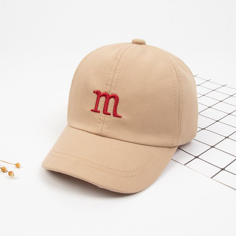 Baseball Cap Letter M Embroidered - Children's Cotton Spring and Autumn Hat Cap