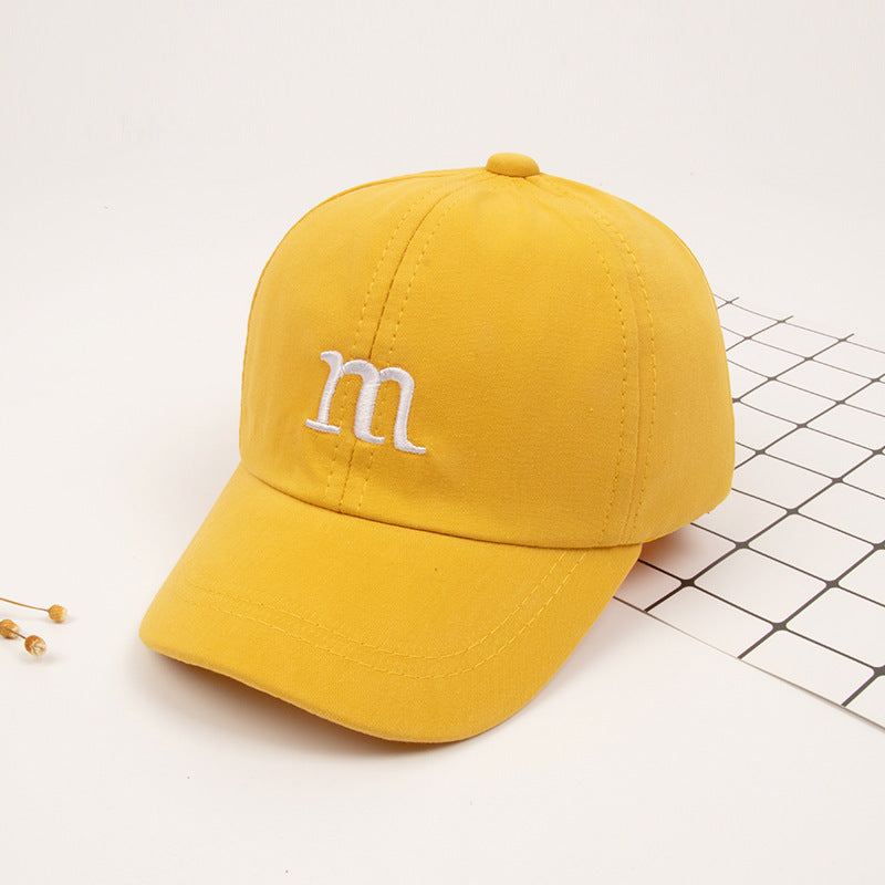 Baseball Cap Letter M Embroidered - Children's Cotton Spring and Autumn Hat Cap