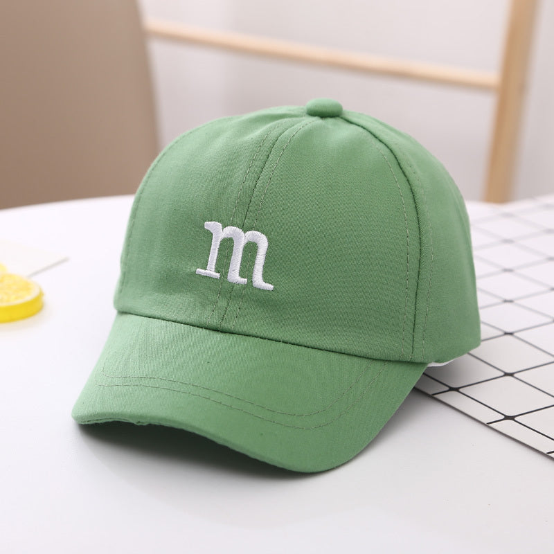 Baseball Cap Letter M Embroidered - Children's Cotton Spring and Autumn Hat Cap