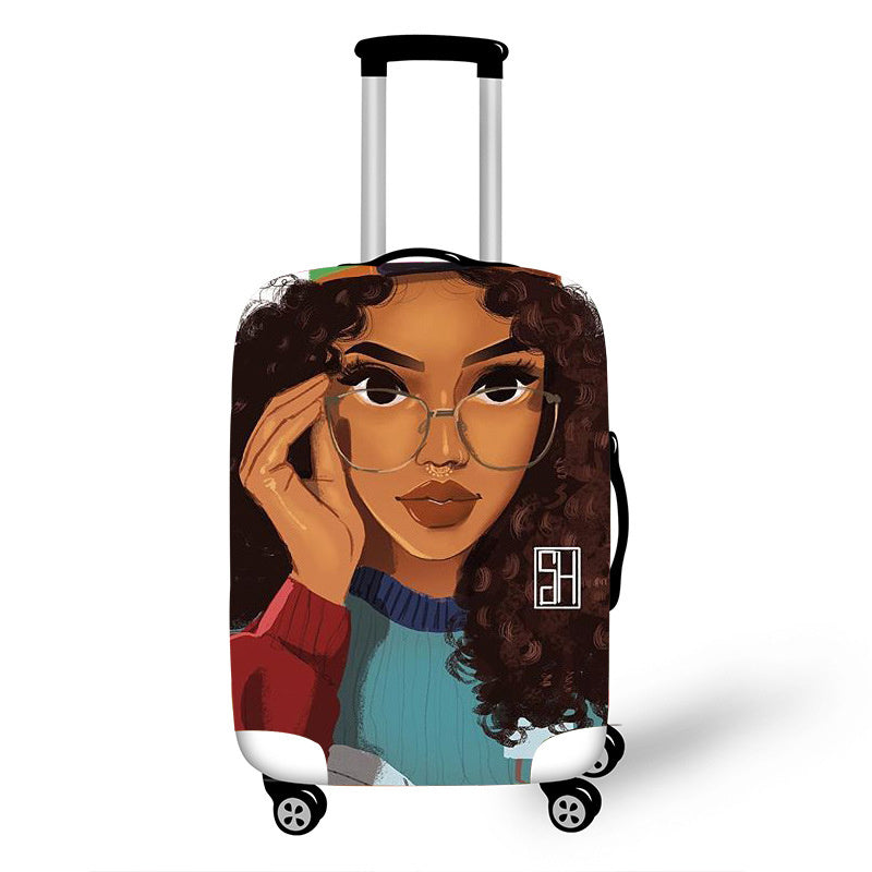 No personality African Art Girl Travel Accessories Luggage Cover  - Suitcase Protection Baggage Dust Cover Stretch Fabrics 18-30inch
