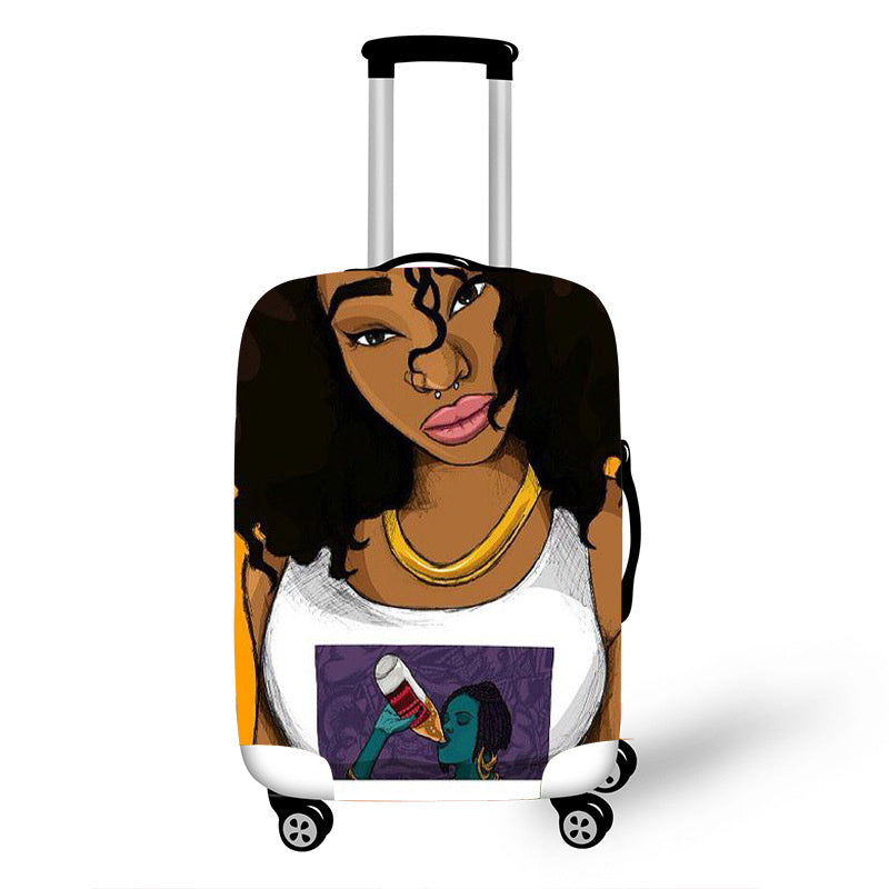 No personality African Art Girl Travel Accessories Luggage Cover  - Suitcase Protection Baggage Dust Cover Stretch Fabrics 18-30inch
