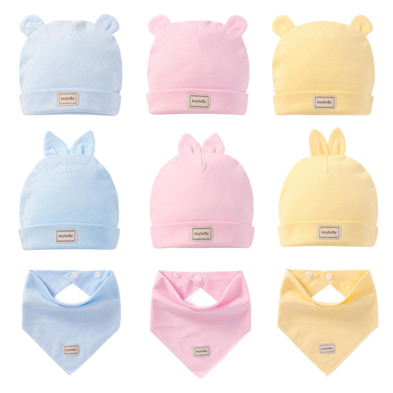 Cute Kids Cap with Bibs - Candy Solid Colors Boys/Girls Baby Beanies, New Born Baby Hat