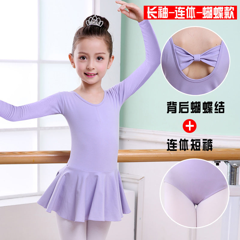 Children's Dance Clothes - Girls' Practice Clothes, Girls Short-sleeved Tutu
