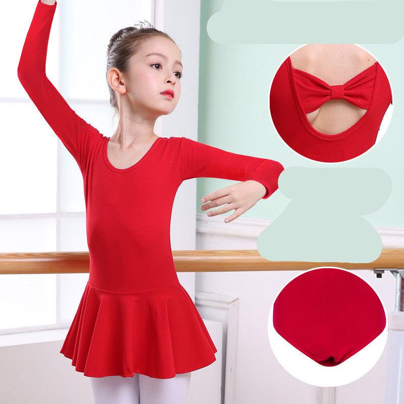 Children's Dance Clothes - Girls' Practice Clothes, Girls Short-sleeved Tutu
