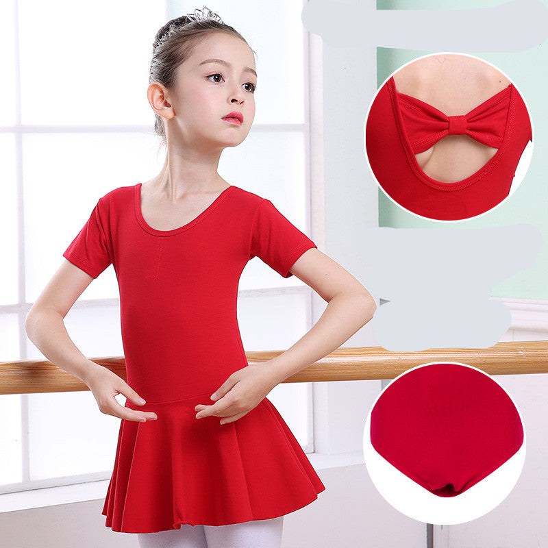 Children's Dance Clothes - Girls' Practice Clothes, Girls Short-sleeved Tutu
