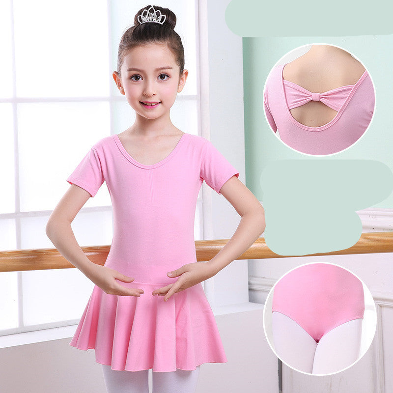 Children's Dance Clothes - Girls' Practice Clothes, Girls Short-sleeved Tutu