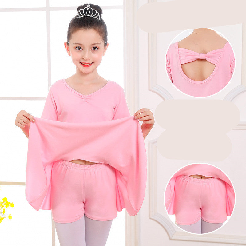 Children's Dance Clothes - Girls' Practice Clothes, Girls Short-sleeved Tutu