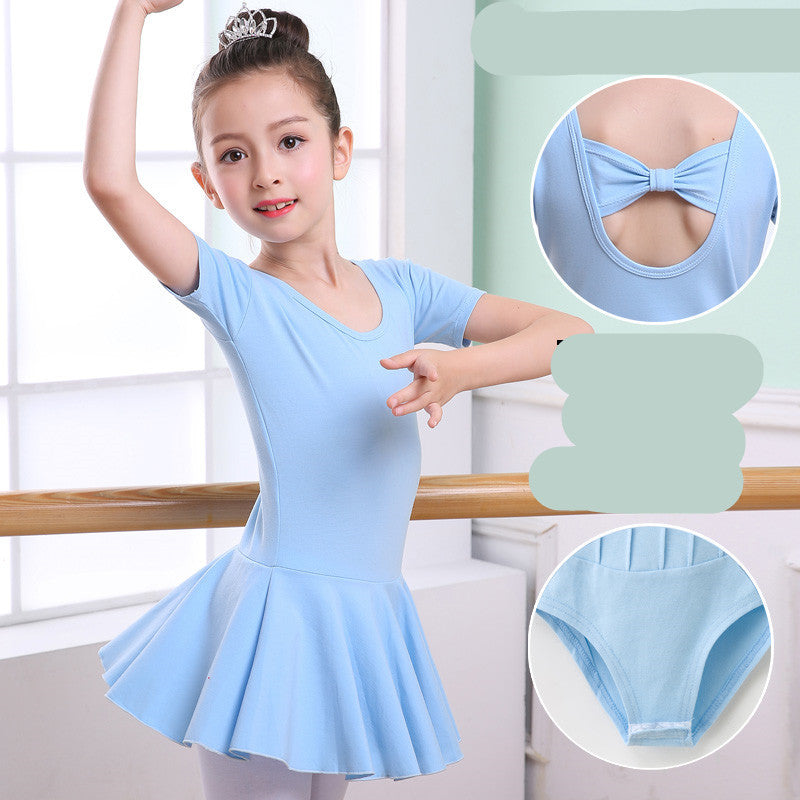 Children's Dance Clothes - Girls' Practice Clothes, Girls Short-sleeved Tutu