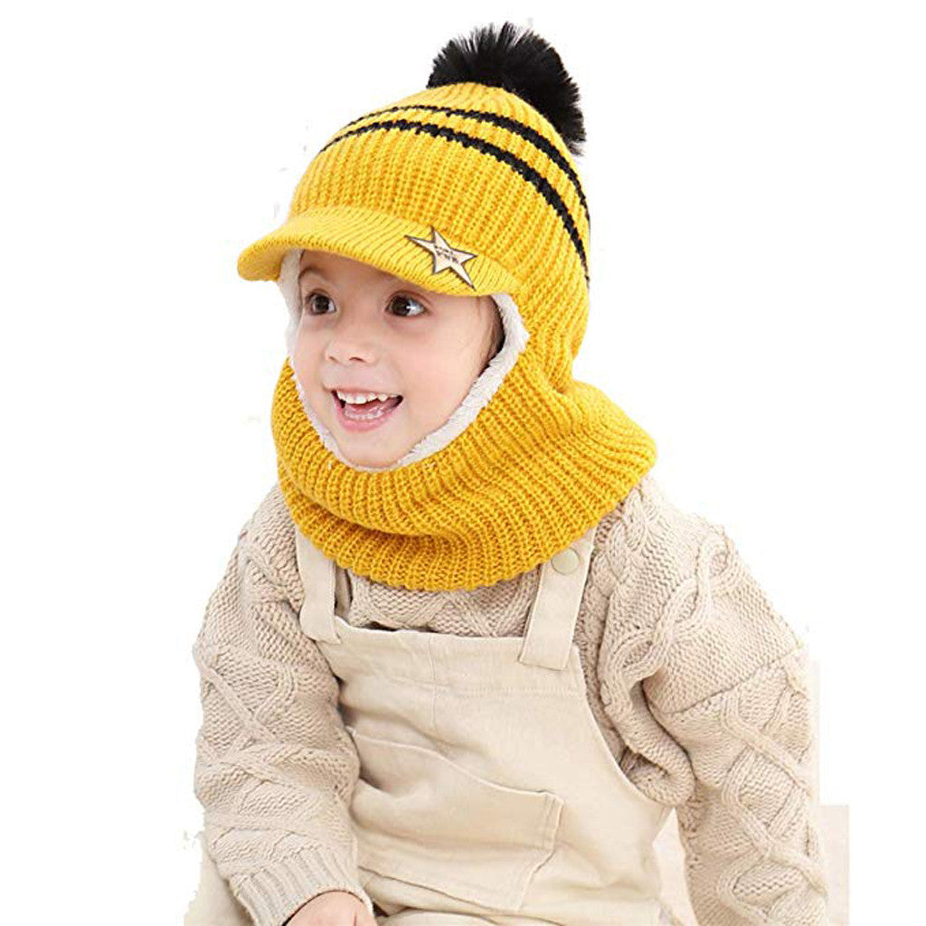 Children's Hat Knitted With Plush And Thick Warm Ear Protector