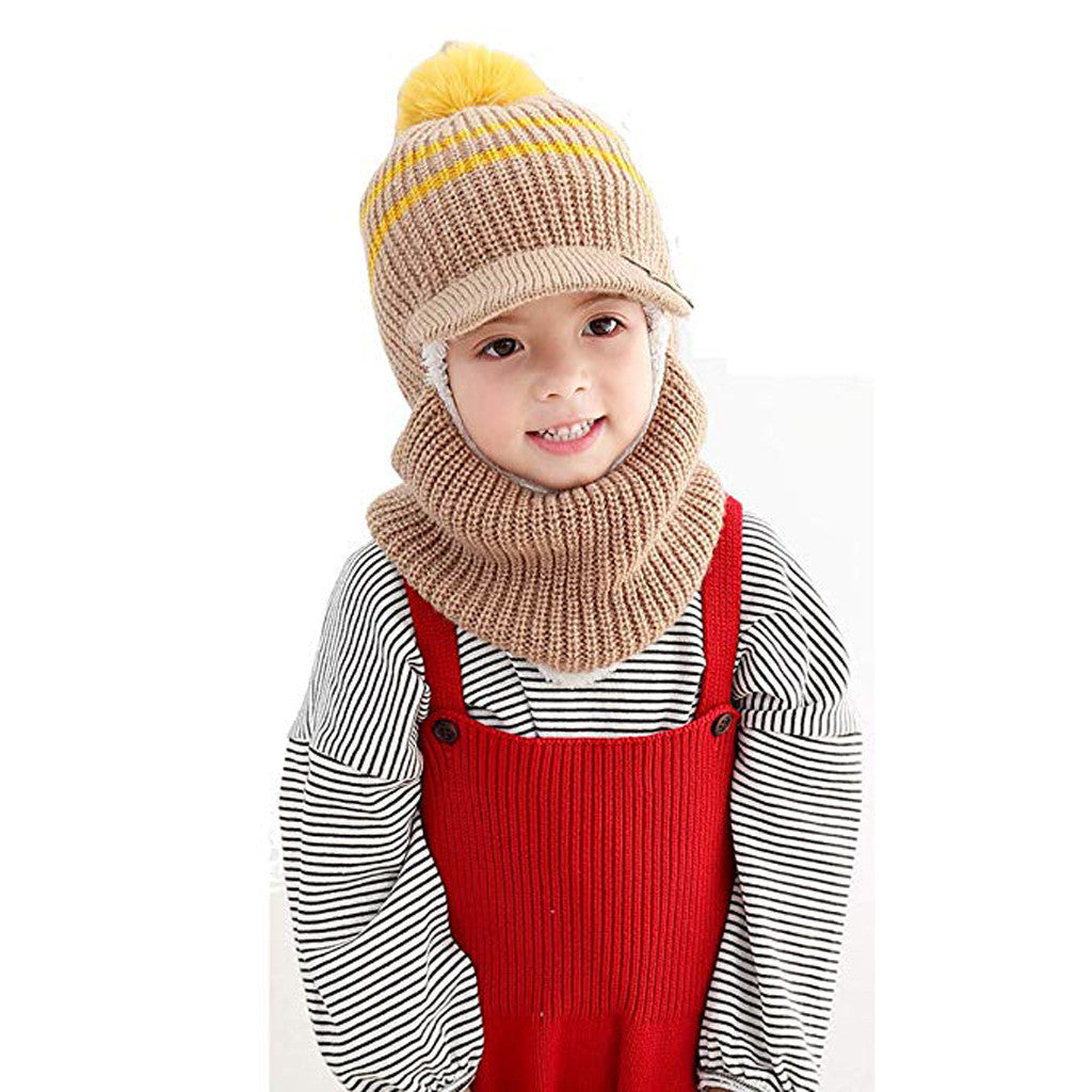 Children's Hat Knitted With Plush And Thick Warm Ear Protector
