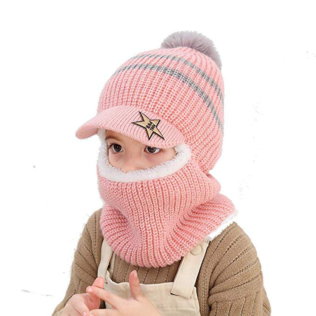 Children's Hat Knitted With Plush And Thick Warm Ear Protector