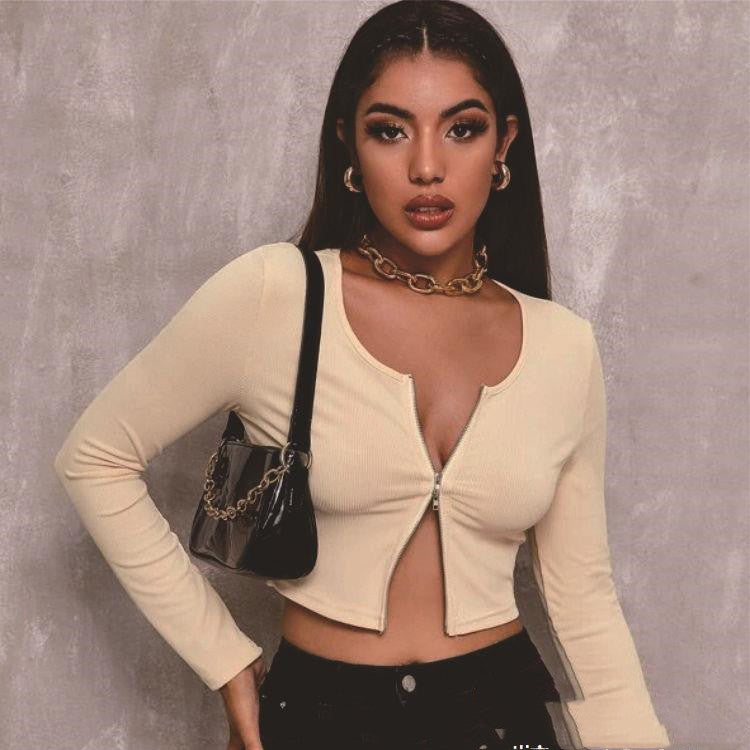 Sexy Front Zipper Top
