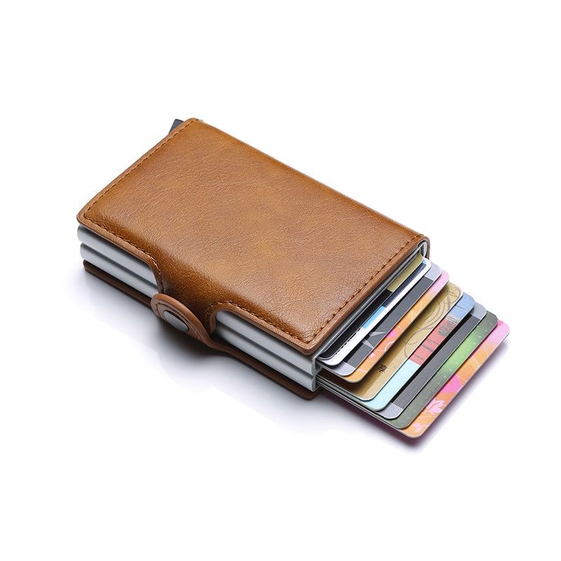 Horse Leather Men Mini Money Clip Credit Card ID Holder