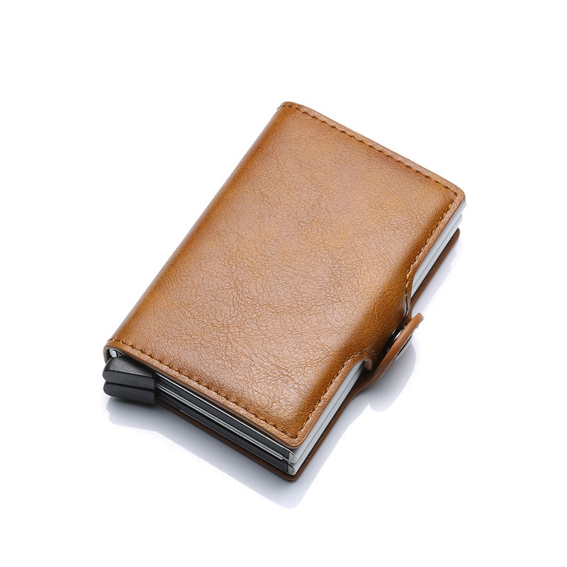 Horse Leather Men Mini Money Clip Credit Card ID Holder