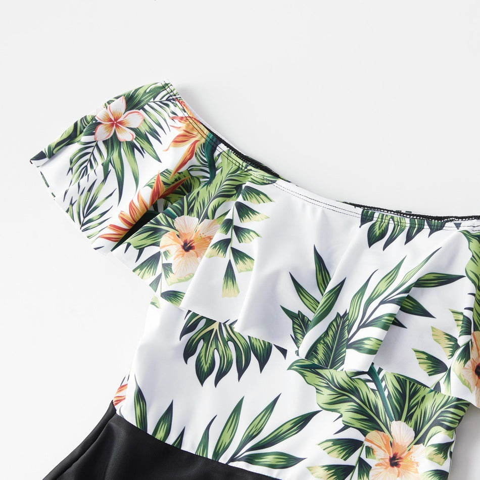 Floral Parent-Child Swimsuits - Baby Boys Girls Men And Women Clothing