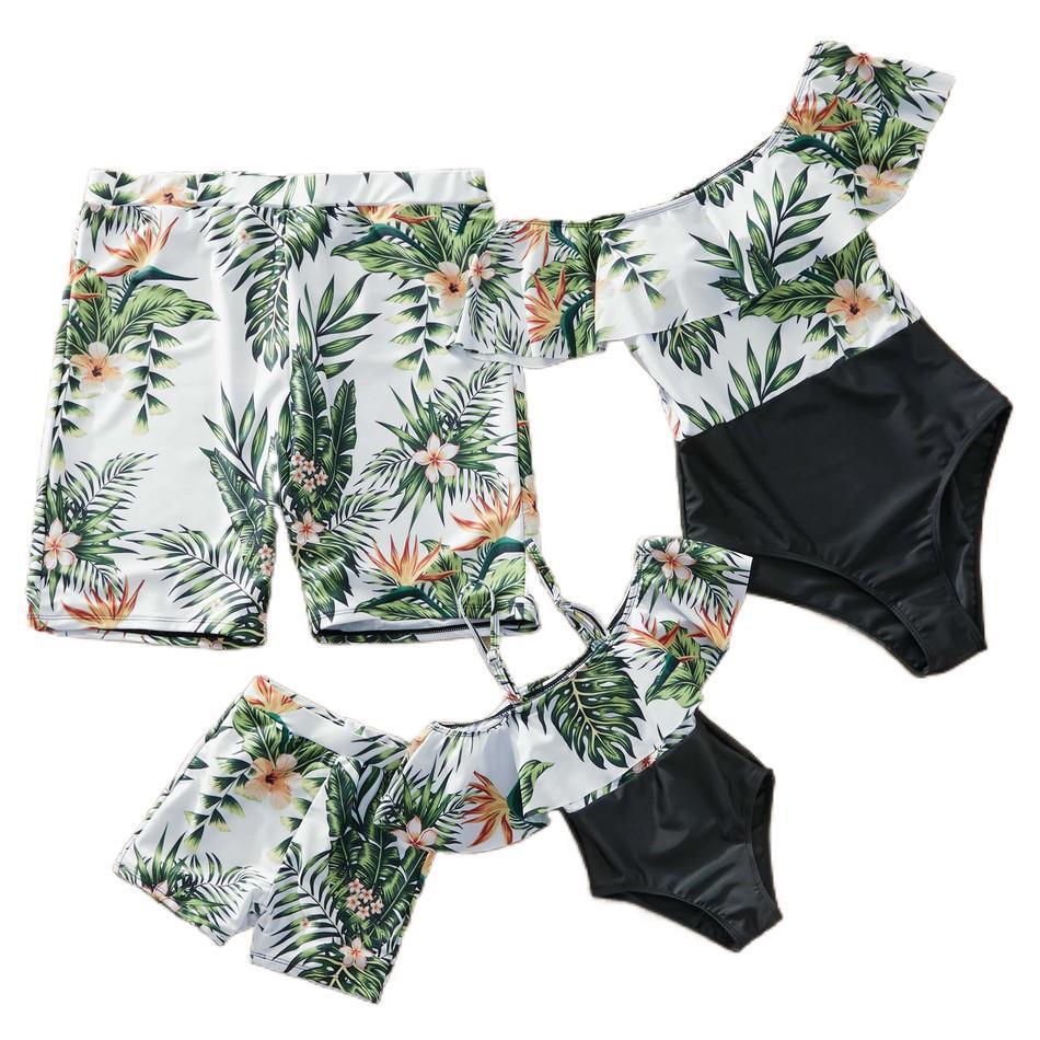 Floral Parent-Child Swimsuits - Baby Boys Girls Men And Women Clothing