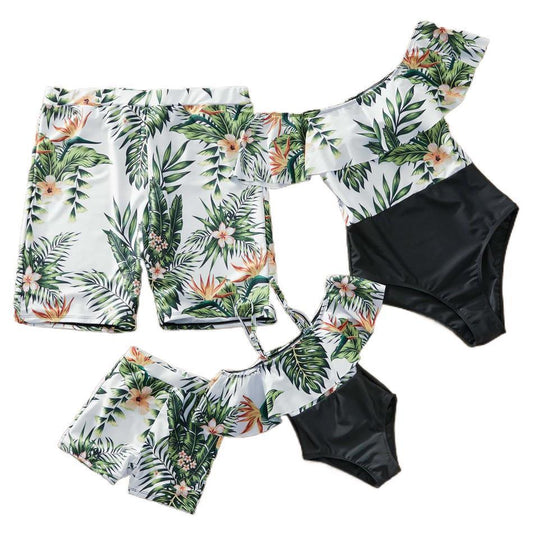 Floral Parent-Child Swimsuits - Baby Boys Girls Men And Women Clothing