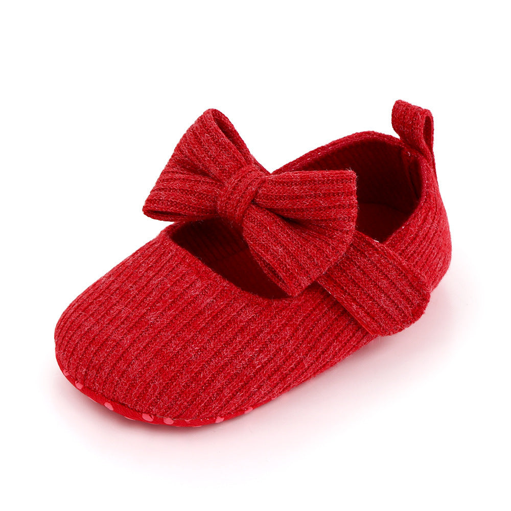 Bowknot Woolen Knit Baby Shoes - Moccasins Princess Shoes Baby Shoes