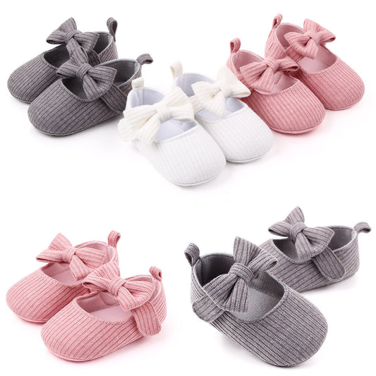 Bowknot Woolen Knit Baby Shoes - Moccasins Princess Shoes Baby Shoes