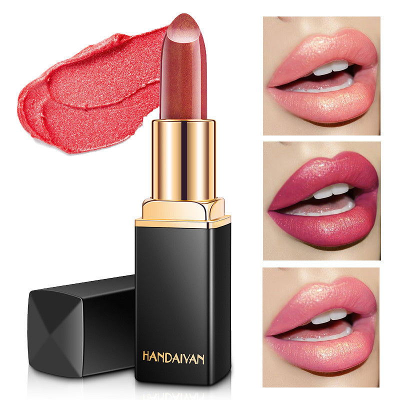 Shiny Metallic Lipstick - Pearlescent Color Temperature Change Lipstick Gilt Lipstick
