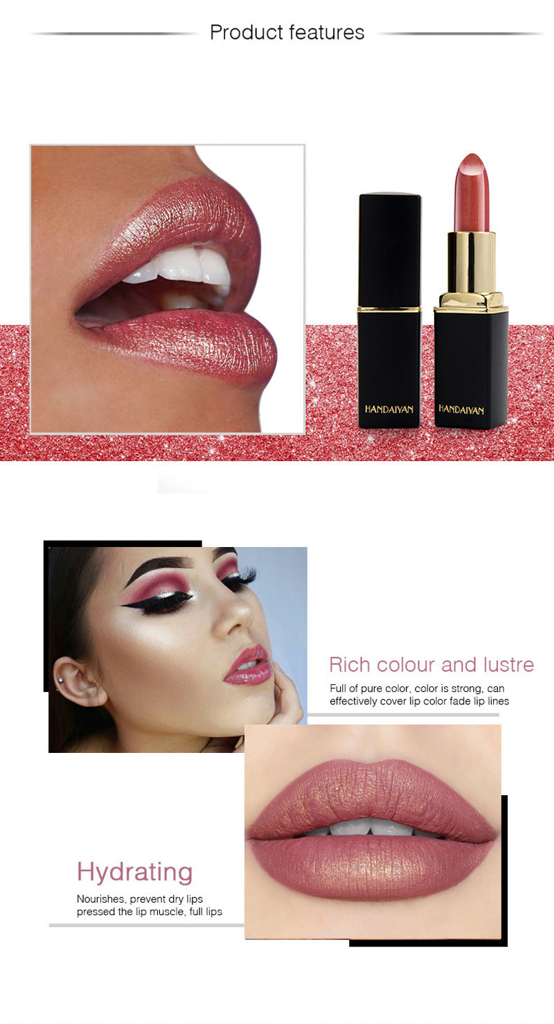 Shiny Metallic Lipstick - Pearlescent Color Temperature Change Lipstick Gilt Lipstick